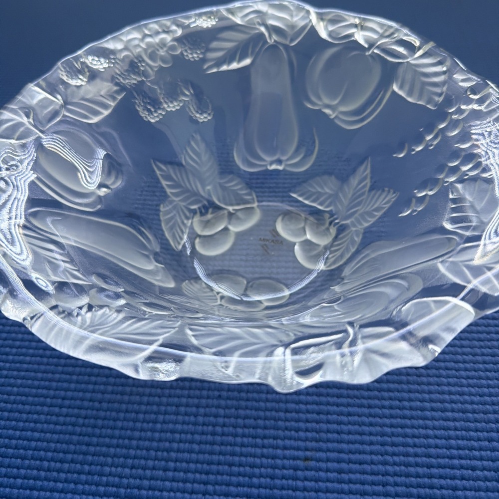 Vintage Mikasa 10" Walther Crystal West Germany Floral Fruit Bowl Never used!